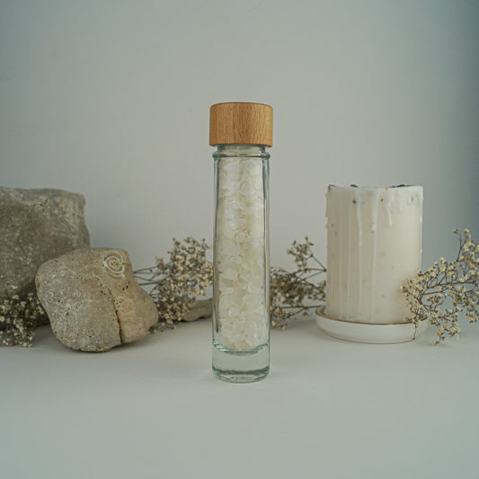 Bergkristall Mini Trommelsteine im Glas